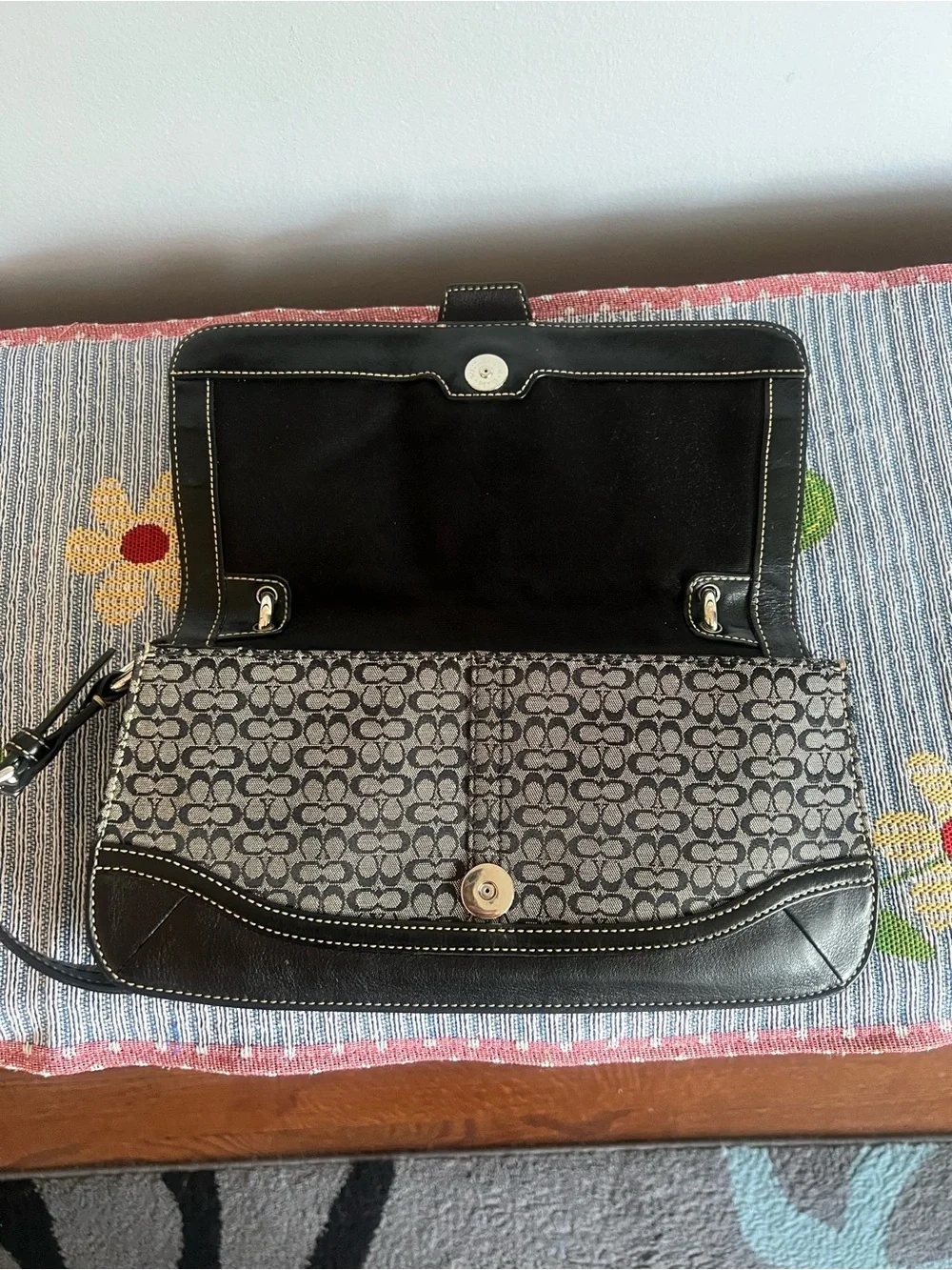 Coach SOHO Vintage 2004 Black and Gray Mini Cs Signature Canvas Shoulder Bag